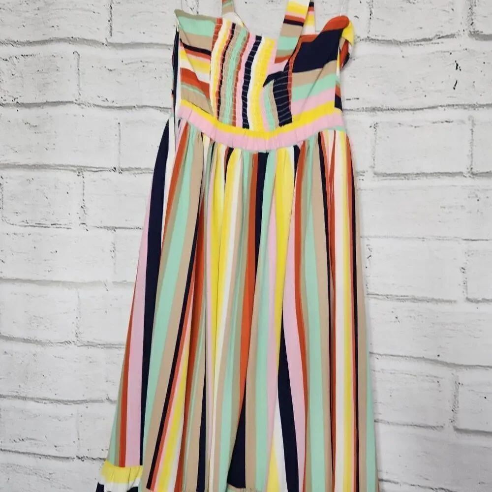 Modcloth Womens Multicolor Frequent Piquant Stripe Ruffle Hem Halter Dress Small - Picture 10 of 15